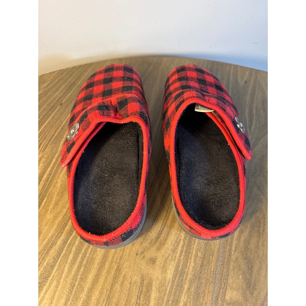 Vionic Sadie Slippers Women's 10 Red Black Plaid Orthotic Mule TVW5103